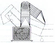 High Volume Blower Directs ambient airflow to conveyor tunnel